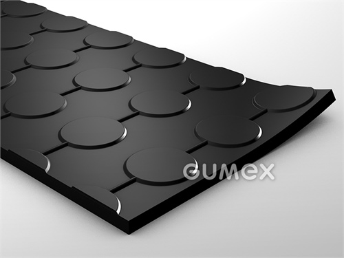 Gummiboden S 8, 6mm, Breite 1230mm, 80°ShA, SBR-NR, fläche Noppen, -25°C/+80°C, schwarz, 
